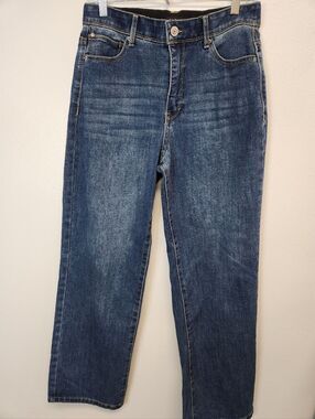 Curve Appeal High Rise Jeans Straight Leg Blue Womens 10/30 Casual